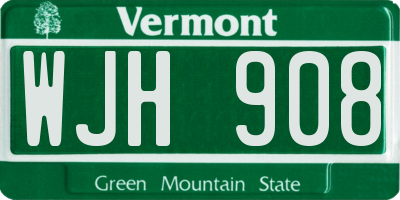 VT license plate WJH908
