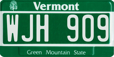 VT license plate WJH909