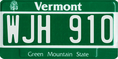 VT license plate WJH910