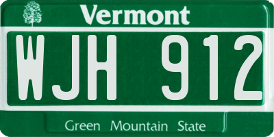 VT license plate WJH912