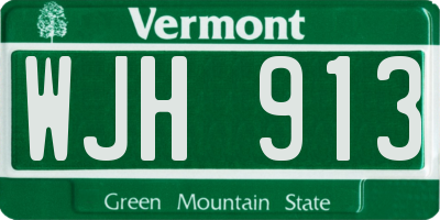 VT license plate WJH913