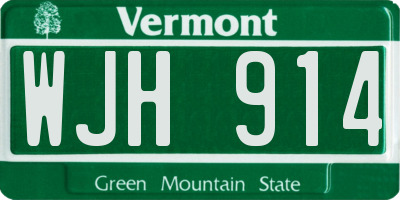 VT license plate WJH914