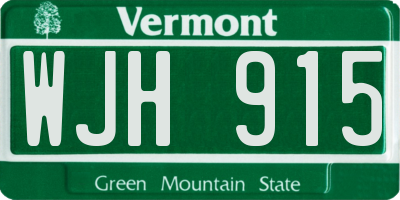 VT license plate WJH915
