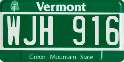 VT license plate WJH916