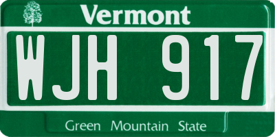 VT license plate WJH917