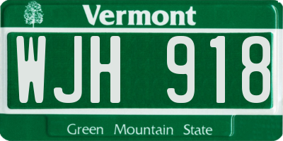 VT license plate WJH918