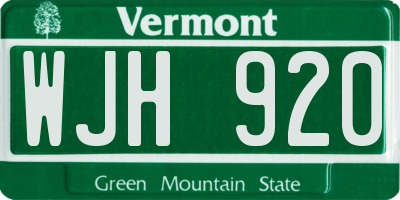 VT license plate WJH920
