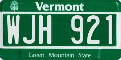 VT license plate WJH921