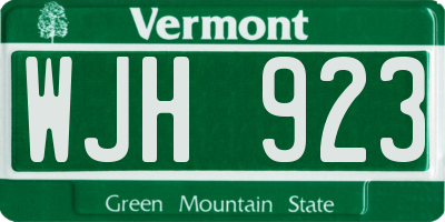VT license plate WJH923