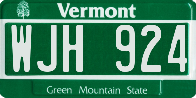 VT license plate WJH924