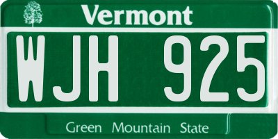 VT license plate WJH925