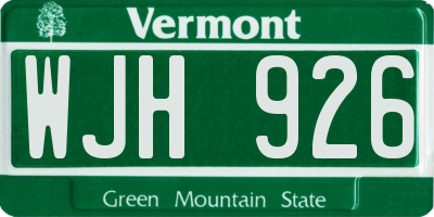 VT license plate WJH926