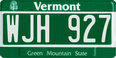 VT license plate WJH927