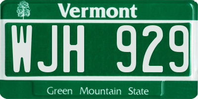 VT license plate WJH929