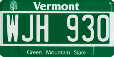 VT license plate WJH930