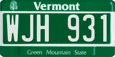 VT license plate WJH931