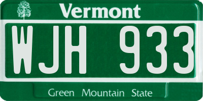 VT license plate WJH933