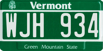 VT license plate WJH934