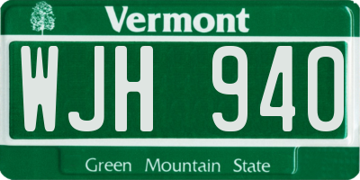 VT license plate WJH940