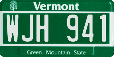 VT license plate WJH941
