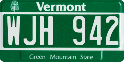 VT license plate WJH942