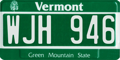 VT license plate WJH946