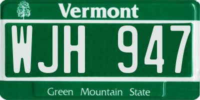 VT license plate WJH947