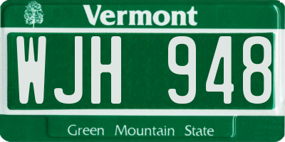 VT license plate WJH948