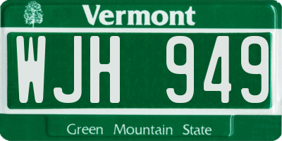 VT license plate WJH949