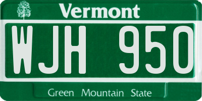 VT license plate WJH950