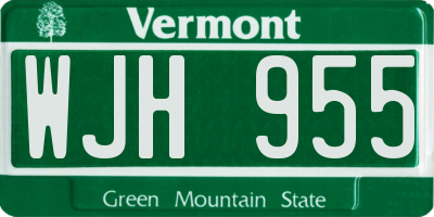 VT license plate WJH955