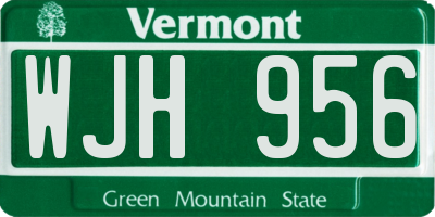 VT license plate WJH956