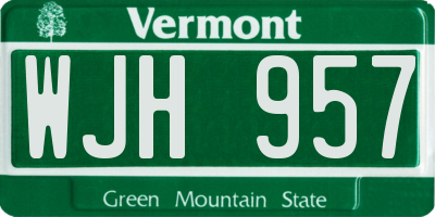 VT license plate WJH957