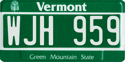 VT license plate WJH959