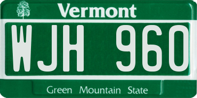 VT license plate WJH960