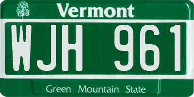 VT license plate WJH961