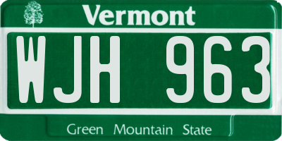 VT license plate WJH963