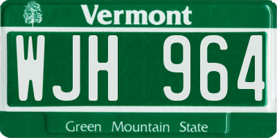 VT license plate WJH964