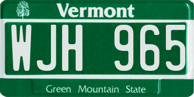 VT license plate WJH965