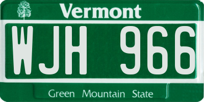 VT license plate WJH966