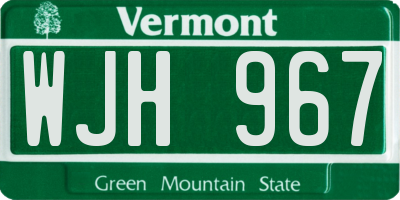 VT license plate WJH967