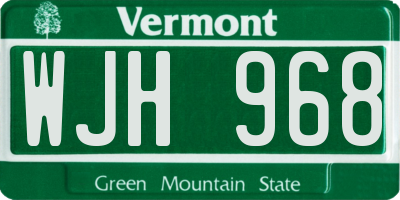 VT license plate WJH968