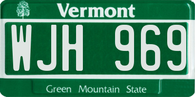VT license plate WJH969