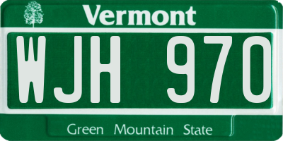 VT license plate WJH970