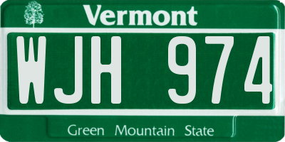 VT license plate WJH974