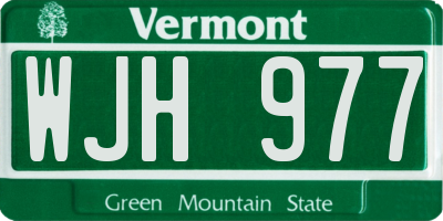 VT license plate WJH977