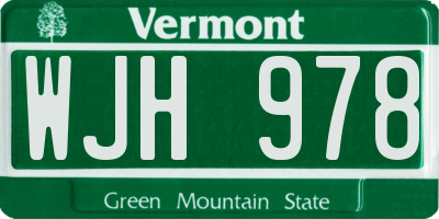 VT license plate WJH978