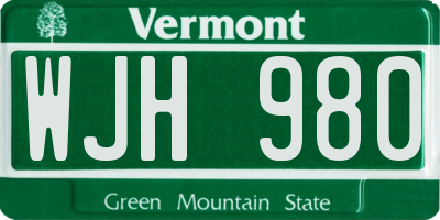 VT license plate WJH980