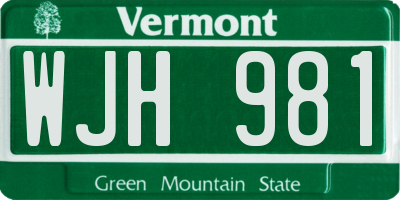 VT license plate WJH981