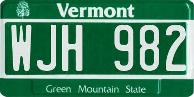 VT license plate WJH982